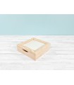 Wooden box 21x21x6.5 cm. with glass lid Ref. PC4BV