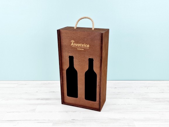 Aged wooden box for bottles Sliding Lid Silhouette Ref.BotTCTR