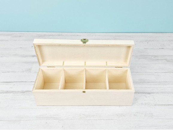 Wooden box 35x12x11 cm. with 4 compartments Ref. PCG02