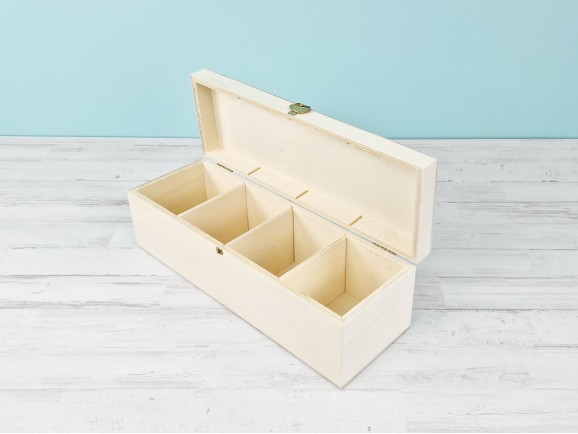 Wooden box 35x12x11 cm. with 4 compartments Ref. PCG02