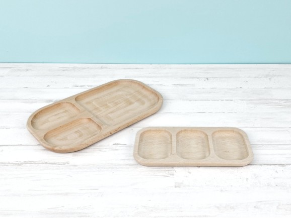 Wooden trays with 3 compartments, 2 models Ref. DRKC51