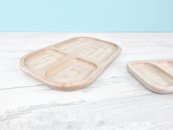Wooden trays with 3 compartments, 2 models Ref. DRKC51