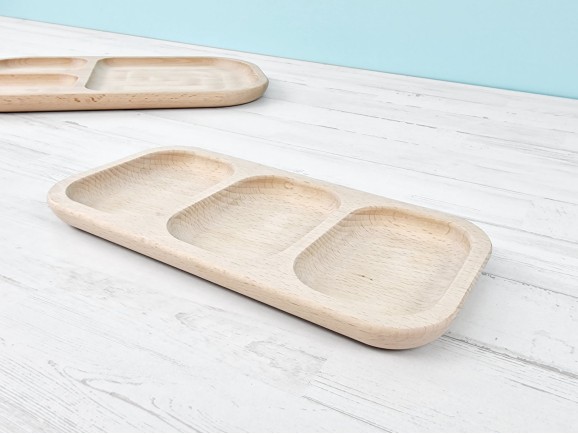Wooden trays with 3 compartments, 2 models Ref. DRKC51