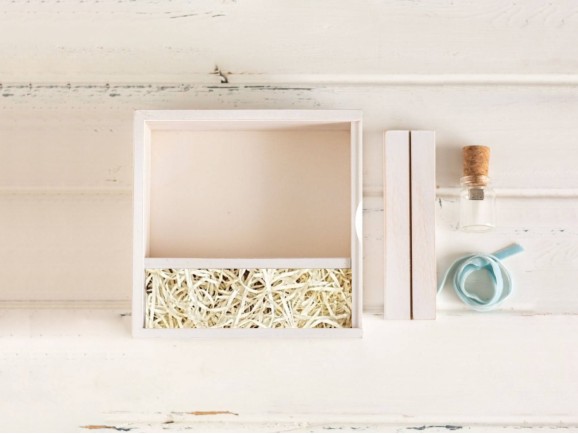 White wooden box for 10x15 photos with wooden lid Ref.P00CF13B1