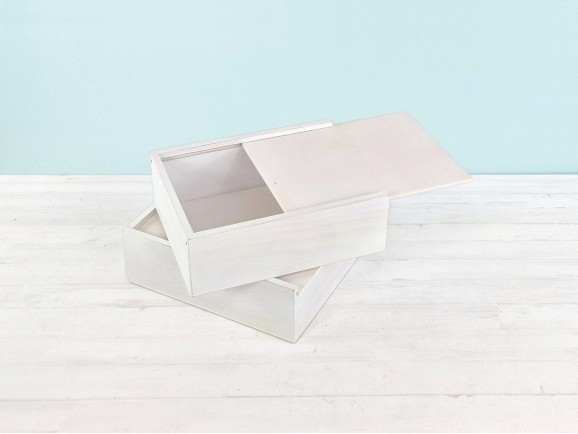 Caja de madera Blanca 22x17x8 c/tapa corredera Ref.PF1318B