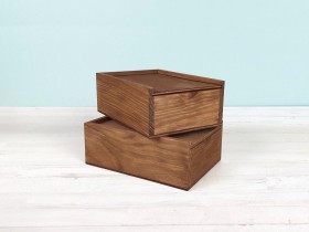 Caja de madera pino Envejecida 18x12,5x6,5 c/tapa corredera Ref.PF1015T