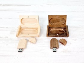 Pack PenDrive Redondeado + Caja de madera Ref.PackS260