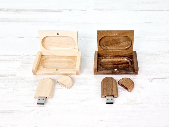 Pack PenDrive Rounded + Wooden Box Ref.PackS260