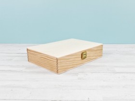 Caja de madera 26x19x6 cm. c/bisagra, broche maleta Ref.PC6FM