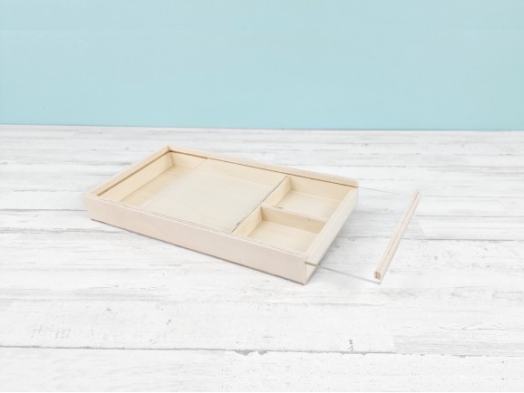 Wooden photo box 13x18 with divider and frame Ref.P1454MS1M