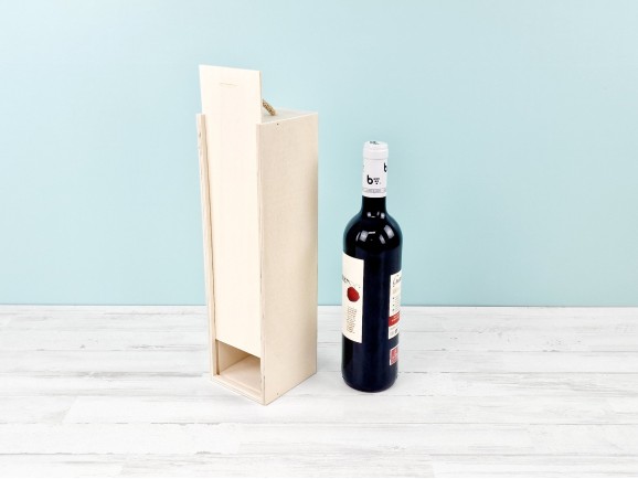 Wooden box 1 Bottle of wine Sliding Lid Ref.1botTC