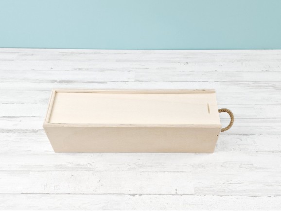Caja madera 1 Botella de vino Tapa Corredera Ref.1botTC