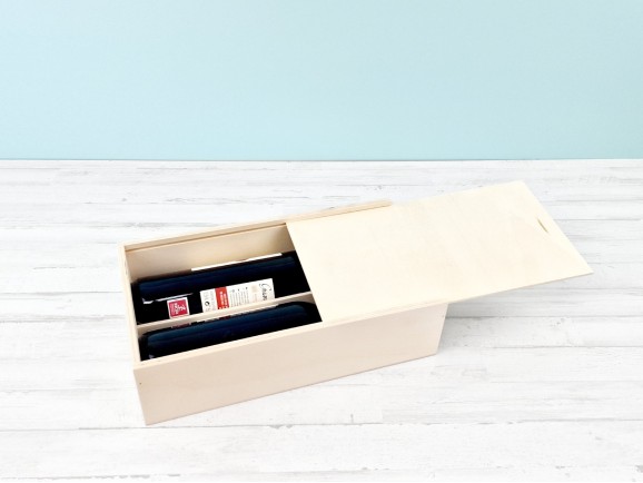 Box 2 Wine Bottles Sliding Lid Ref.2botTC