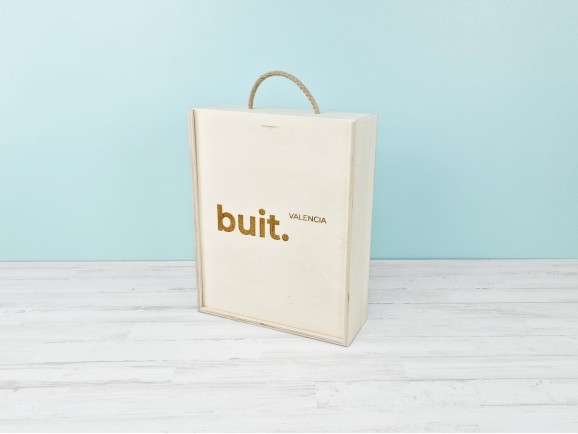 Caja madera 3 Botellas de vino Tapa Corredera Ref.3botTC