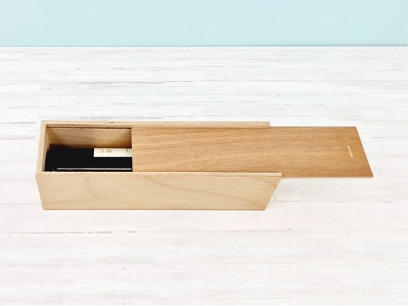 Caja madera 1 Botella de vino Tapa Corredera  Ref.1BotTCOK