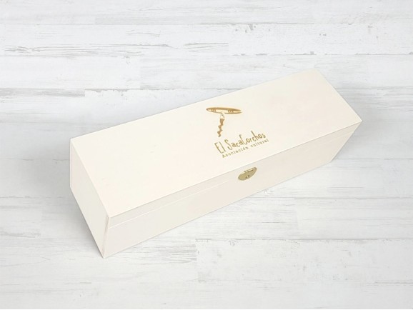 Wooden Box 1 Wine Bottle Hinge and Brooch Ref.1botBB