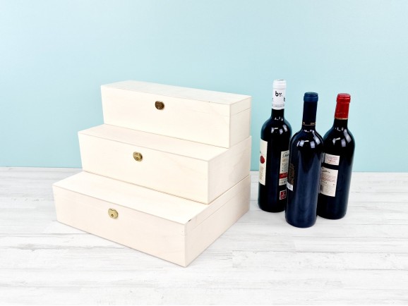 Wooden box 2 Bottles of wine Hinge and Clasp Ref.2botBB