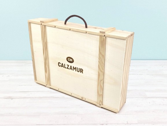 Caja pino 6 Botellas de vino Tipo embalaje Ref.6botTE