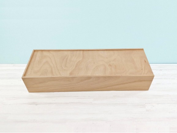 Caja de madera 85x28x16 cm. c/tapa corredera Ref.97OK