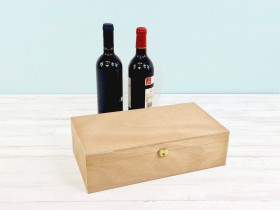 Caja madera 2 Botellas de vino Bisagra y Broche Ref.2botBBOK