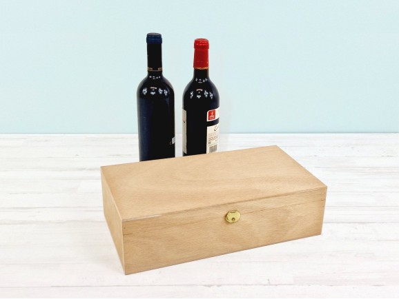 Wooden box 2 Bottles of wine Hinge and Clasp Ref.2botBBOK