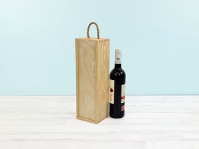 Pine wood box 1 Bottle of cava with sliding lid Ref.DRSW231