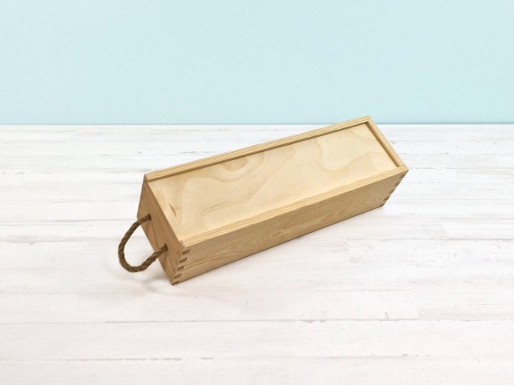 Caja madera pino 1 Botella de cava tapa corredera Ref.DRSW231