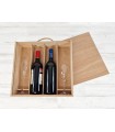 Caja madera para 2 botellas + 2 copas tapa corredera Ref.PC4G2
