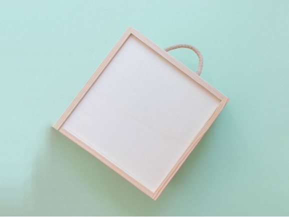 Pine wood box 22x22x12 cm. with frame sliding cover Ref.99