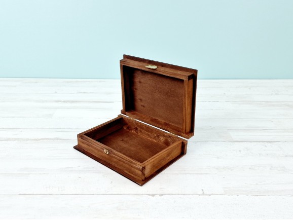 Caja libro de madera envejecida 19x13,5x5,5 cm. Ref.P1320A6T