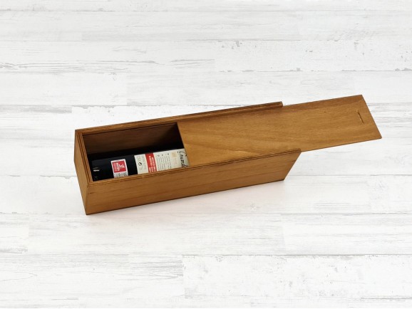 Wooden box 1 Bottle of wine Sliding lid Honey color Ref.P1251CC