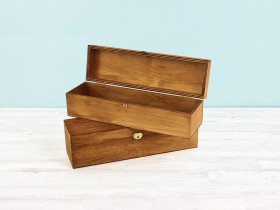 Caja madera 1 Botella vino Bisagra y Broche color miel Ref.1botBBM