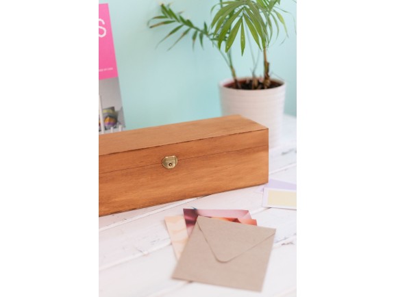 Wooden box 1 Bottle wine Hinge and Brooch honey color Ref.1botBBM