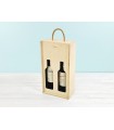 Wooden box for 2 bottles sliding lid silhouette design Ref.2botTCR