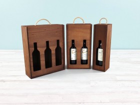 Aged wooden box for bottles Sliding Lid Silhouette Ref.BotTCTR