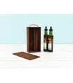 Caja madera Envejecida 2 Botellas aceite c/tapa corredera Ref.2BotME