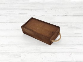 Caja madera Envejecida 2 Botellas aceite c/tapa corredera Ref.2BotME