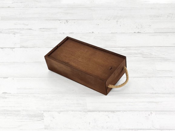 Caja madera Envejecida 2 Botellas aceite c/tapa corredera Ref.2BotME