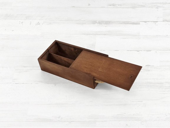 Caja madera Envejecida 2 Botellas aceite c/tapa corredera Ref.2BotME