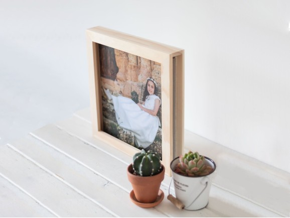 Natural wood frame box for album, various sizes Ref.P1454CAN