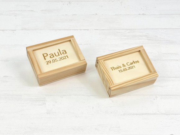 Wooden box 8x6x3 cm. with sliding cover Ref.P1001