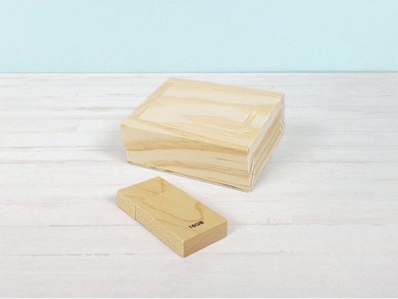 Caja de madera 9x7x3,5 cm. c/tapa corredera Enrasada Ref.P1002