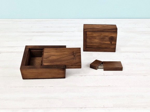 Caja de madera Envejecida  9x7x3,5 cm. c/tapa corredera Enrasada Ref.P1003