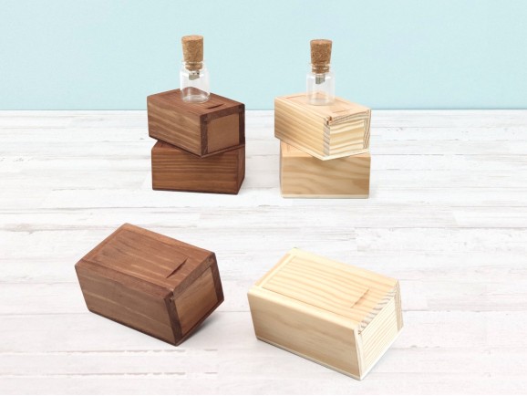 Aged wooden box 8.5x5.5x4.5 cm. with flush sliding cover Ref.PC1PDC