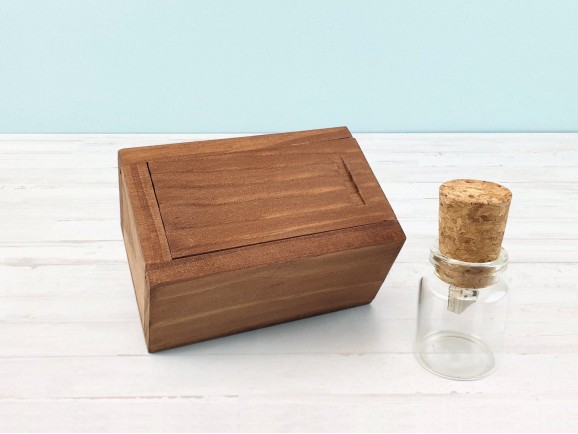 Caja de madera Envejecida 8,5x5,5x4,5 cm. c/tapa corredera Enrasada Ref.PC1PDC