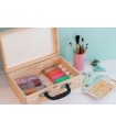 Wooden briefcase box 30x20x10 cm. with black handle Ref.1525