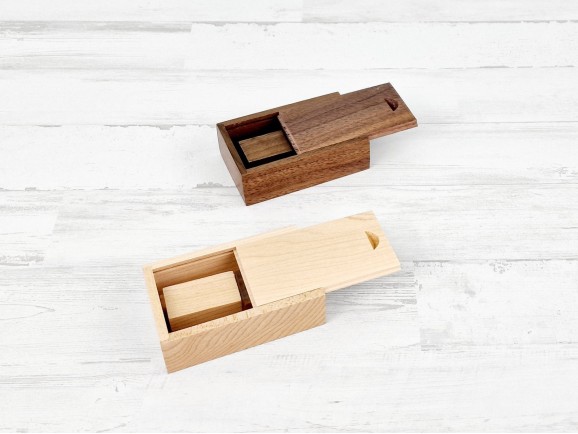 Pack PenDrive Madera y Cristal + Caja de madera Ref.PackS262