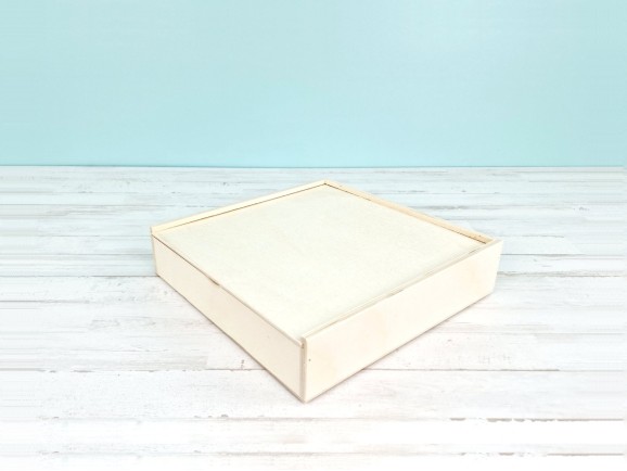 Caja de madera 22,5x22,5x6 c/tapa corredera Ref.P1454C8-21