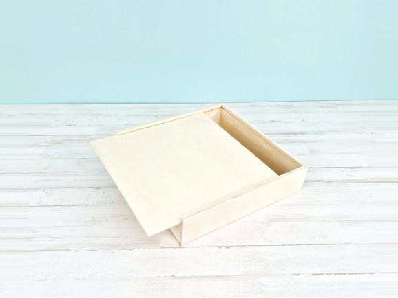 Caja de madera 22,5x22,5x6 c/tapa corredera Ref.P1454C8-21