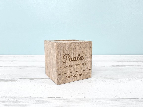 Portavelas de madera 5,5x5,5x5,5 cm. Ref.CR127